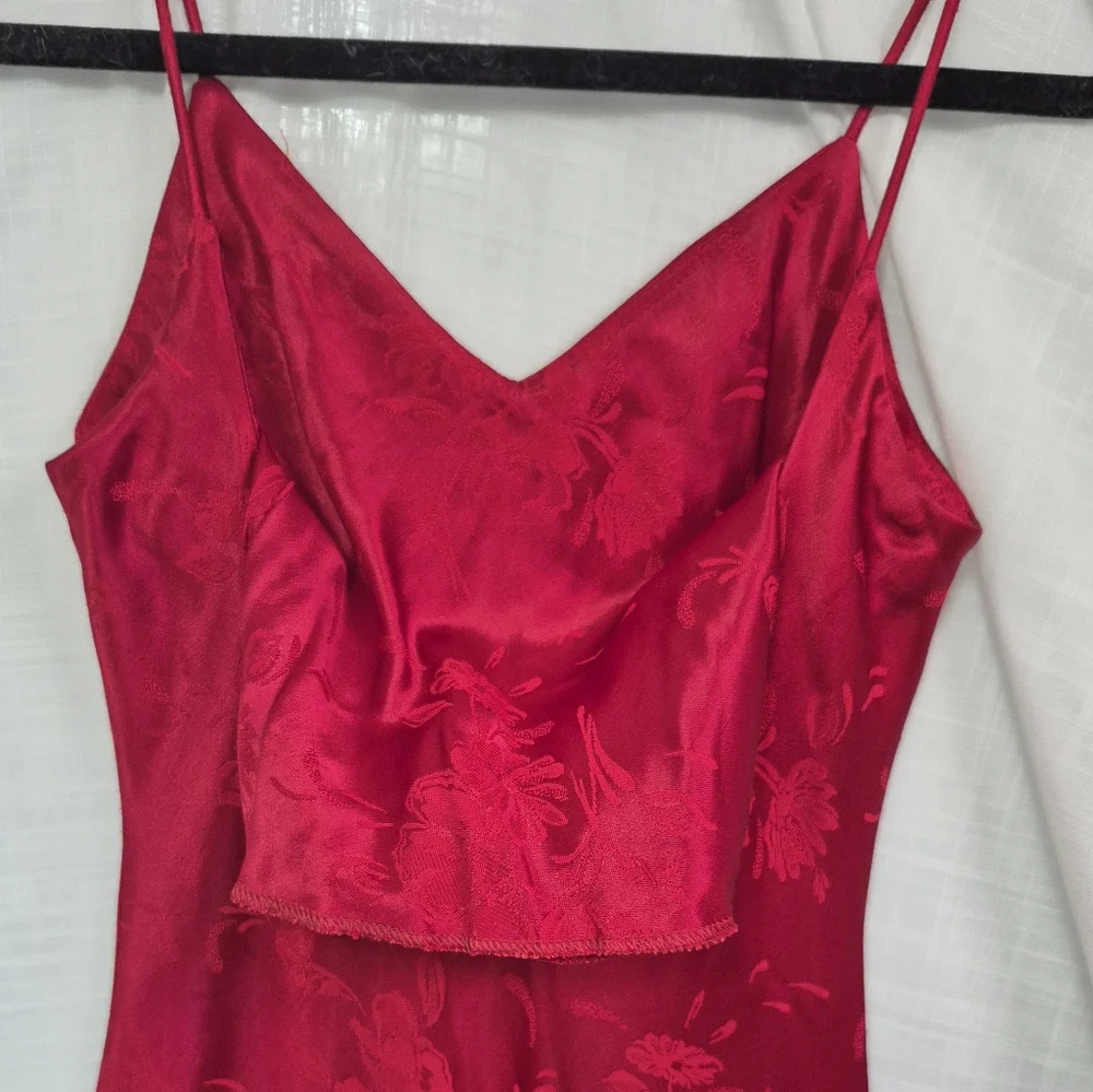 Vintage Jeremy Scott 90's Red Floral Maxi Slip Dress Braemar Petites - Picture 8 of 12